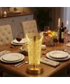 Açık Silindirik Kristal Damla Model LED Masa Lambası – Gold Tabanlı, Dokunmatik, 3 Renk Işık Modlu, Şarjlı Modern Dekoratif Gece Lambası