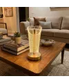 Açık Silindirik Kristal Damla Model LED Masa Lambası – Gold Tabanlı, Dokunmatik, 3 Renk Işık Modlu, Şarjlı Modern Dekoratif Gece Lambası