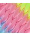 Afrika Örgülük Ombreli Sentetik Saç 100 Gr. - Neon Sarı / Pembe / Açık Mavi