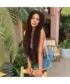 Afro Dalga Fiber Sentetik Tül Peruk - Kahverengi