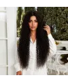 Afro Dalga Fiber Sentetik Tül Peruk - Koyu Kestane