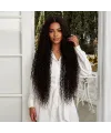 Afro Dalga Fiber Sentetik Tül Peruk - Koyu Kestane