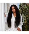 Afro Dalga Fiber Sentetik Tül Peruk - Koyu Kestane