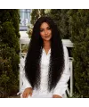 Afro Dalga Fiber Sentetik Tül Peruk - Koyu Kestane