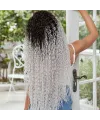 Afro Dalga Fiber Sentetik Tül Peruk - Siyah / Gri Ombreli