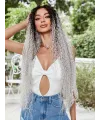 Afro Dalga Fiber Sentetik Tül Peruk - Siyah / Gri Ombreli