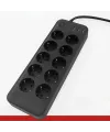 ieg™  Akım Korumalı Termal Uzatma Kablosu – 10 Priz, 2 USB ve 2 Type-C Girişli, Güçlü Çoklu Priz
