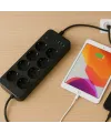 ieg™  Akım Korumalı Termal Uzatma Kablosu – 8 Priz, 2 USB ve 2 Type-C Girişli, Güçlü Çoklu Priz