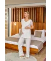 ieg™ Aqua 24650 Dantel ve Taş Detay Lohusa Pijama Takımı