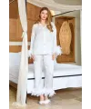 ieg™ Aqua 25583 Gömlek Yaka Otrişli Saten Pijama Takımı