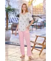 ieg™ Aqua 25674 Kadın Kısa Kol Gül Desen Pijama Takımı