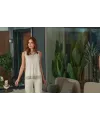 ieg™ Aqua 26605 Kadın V Yaka Sıfır Kol Kapri Pijama Takım