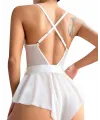 Beyaz Dantel İşlemeli Kurdelalı Fantezi Tül Babydoll