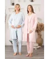ieg™ Bone 5905 Kadın Lohusa Viskon Klasik 3Lü Pijama Takımı