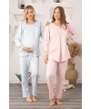 ieg™ Bone 5905 Kadın Lohusa Viskon Klasik 3Lü Pijama Takımı