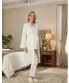 ieg™ Bone 6201 Kadın Jakar Saten Sabahlıklı Lohusa Pijama Takımı