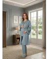 ieg™ Bone 6201 Kadın Jakar Saten Sabahlıklı Lohusa Pijama Takımı