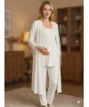 ieg™ Bone 6205 Kadın 3lü Jakarlı Sabahlıklı Lohusa Pijama Takımı