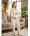 ieg™ Bone 6216 Kadın 3lü Viskon Sabahlıklı Lohusa Pijama Takımı