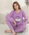 ieg™ Boyraz 0351 Kadın Penye Uzun Kol Pijama Takımı