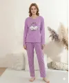 ieg™ Boyraz 0351 Kadın Penye Uzun Kol Pijama Takımı