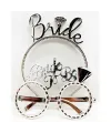 Bride Yazılı Taç ve Bride To Be Yazılı Gözlük Seti Gümüş Renk