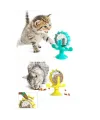 Vantuzlu Zilli İnteraktif Dönebilen Mama Kaplı Renkli Eğlenceli Eğitici Kedi Oyuncağı