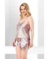 Büyük Beden Vizon Saten Babydoll Şort Takımı