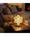 Çiçek Model Kristal LED Masa Lambası – Dokunmatik, 3 Renk Işık Modlu, Şarjlı Mini Dekoratif Gece Lambası