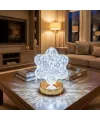 Çiçek Model Kristal LED Masa Lambası – Dokunmatik, 3 Renk Işık Modlu, Şarjlı Mini Dekoratif Gece Lambası