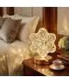 Çiçek Model Kristal LED Masa Lambası – Dokunmatik, 3 Renk Işık Modlu, Şarjlı Mini Dekoratif Gece Lambası