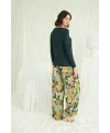 Çiçek ve Yaprak Desenli Pijama Takımı