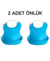Çocuk Bebek Mama Önlüğü Dökülme Engelleyici Bükülebilir Mavi