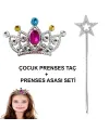 Çocuklar İçin Taraklı Prenses Tacı ve Prenses Yıldız Asa Seti Gümüş