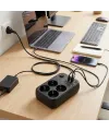 ieg™  Çoklu Priz Uzatma Kablosu 4 Soket + 4 USB + 2 Type-C – Termal Akım Korumalı, Isıya Dayanıklı, Çocuk Korumalı Güvenli Priz 100-250V