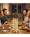 Dalgalı Silindirik Kristal Çizgili Model LED Masa Lambası – Gold Tabanlı, Dokunmatik, 3 Renk Işık Modlu, Şarjlı Modern Dekoratif Gece Lambası