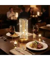 Dalgalı Silindirik Kristal Kareli Model LED Masa Lambası – Gold Tabanlı, Dokunmatik, 3 Renk Işık Modlu, Şarjlı Modern Dekoratif Gece Lambası