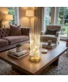 Dalgalı Silindirik Kristal Kareli Model LED Masa Lambası – Gold Tabanlı, Dokunmatik, 3 Renk Işık Modlu, Şarjlı Modern Dekoratif Gece Lambası