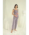 Dantelli Önü Düğmeli Hamile Lohusa 3lü Pijama Takımı