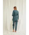 Dantelli Önü Düğmeli Hamile Lohusa 3lü Viskon Pijama Takımı