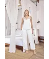 Dantelli ve Dekolteli Saten Pijama Takımı