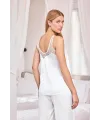 Dantelli ve Dekolteli Saten Pijama Takımı