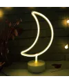 Dekoratif Pilli Ay Tasarımlı 3D Neon Led Masa Ve Gece Lambası