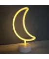 Dekoratif Pilli Ay Tasarımlı 3D Neon Led Masa Ve Gece Lambası