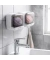 Duvara Monte İkili Kapaklı Plastik Katı Sabunluk Organizer – Banyo & Mutfak İçin Yapışkanlı Sabun Kutusu ve Düzenleyici