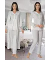 ieg™ Effortt 2424 Uzun Dantel Sabahlıklı Lohusa Pijama