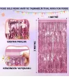 Ekstra Metalize Parlak Saçaklı Arka Fon Perde Rose Gold