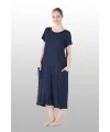 ieg™ Estiva 25234 Kadın Likra Viskon Kısa Kol Cepli Midi Elbise
