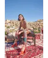 Etnik Desenli Saten Alt Üst Takım