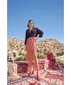 Etnik Desenli Saten Etek Takımı
